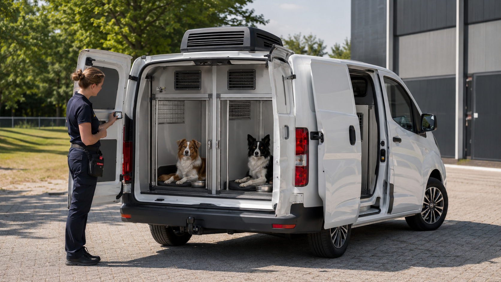 Der Hundespazierdienst transportiert Hunde mit Kühlung